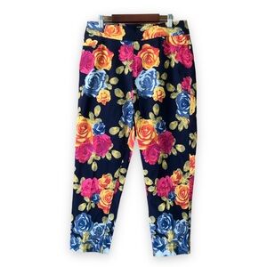 Soft Surroundings Superla Stretch Vibrant Floral Pull On Pants Petite Medium